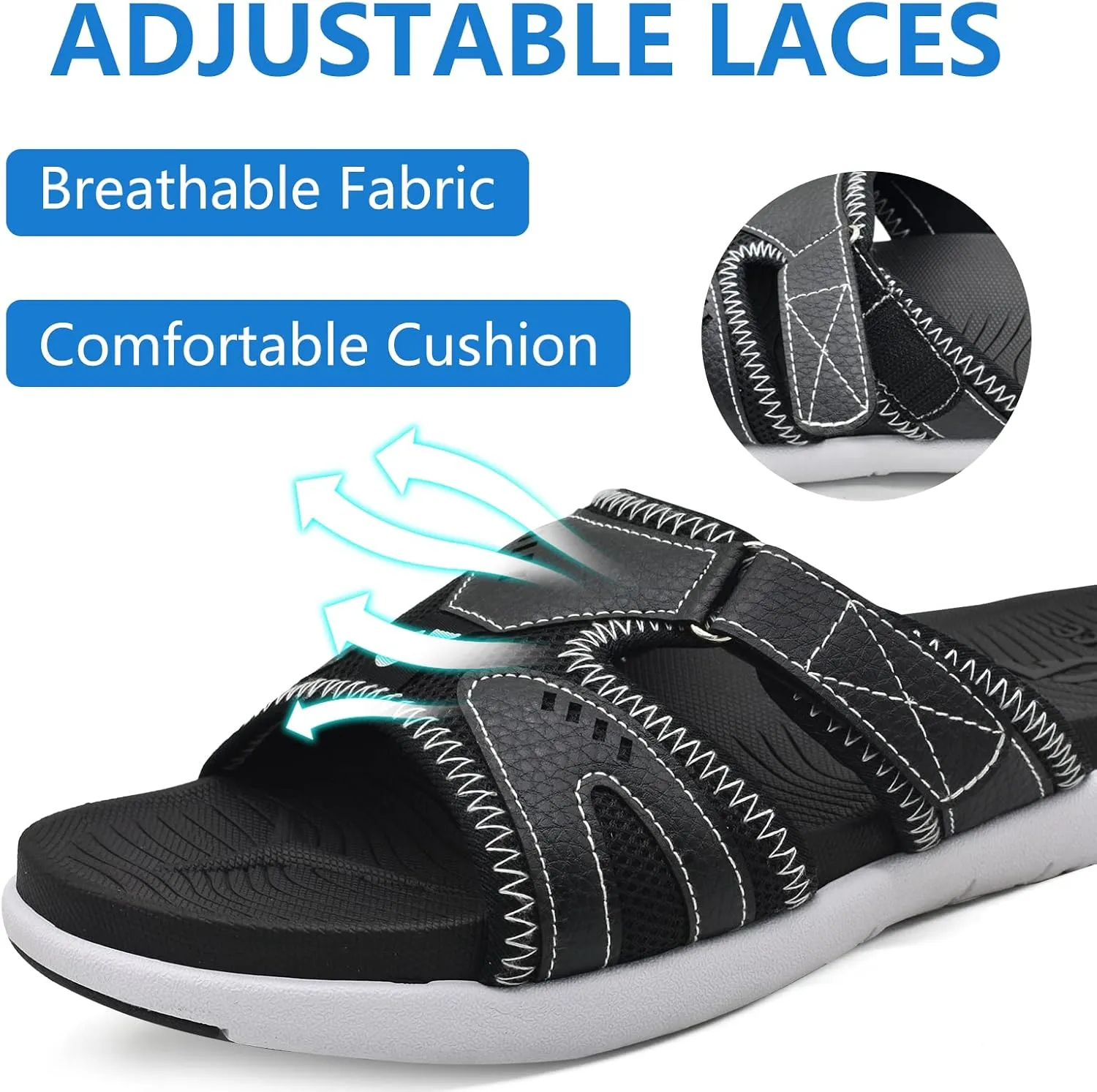 COFACE Mens Sport Recovery Sandals Plantar Fasciitis Soft Cushion Lightweight Orthotic Slides for Men