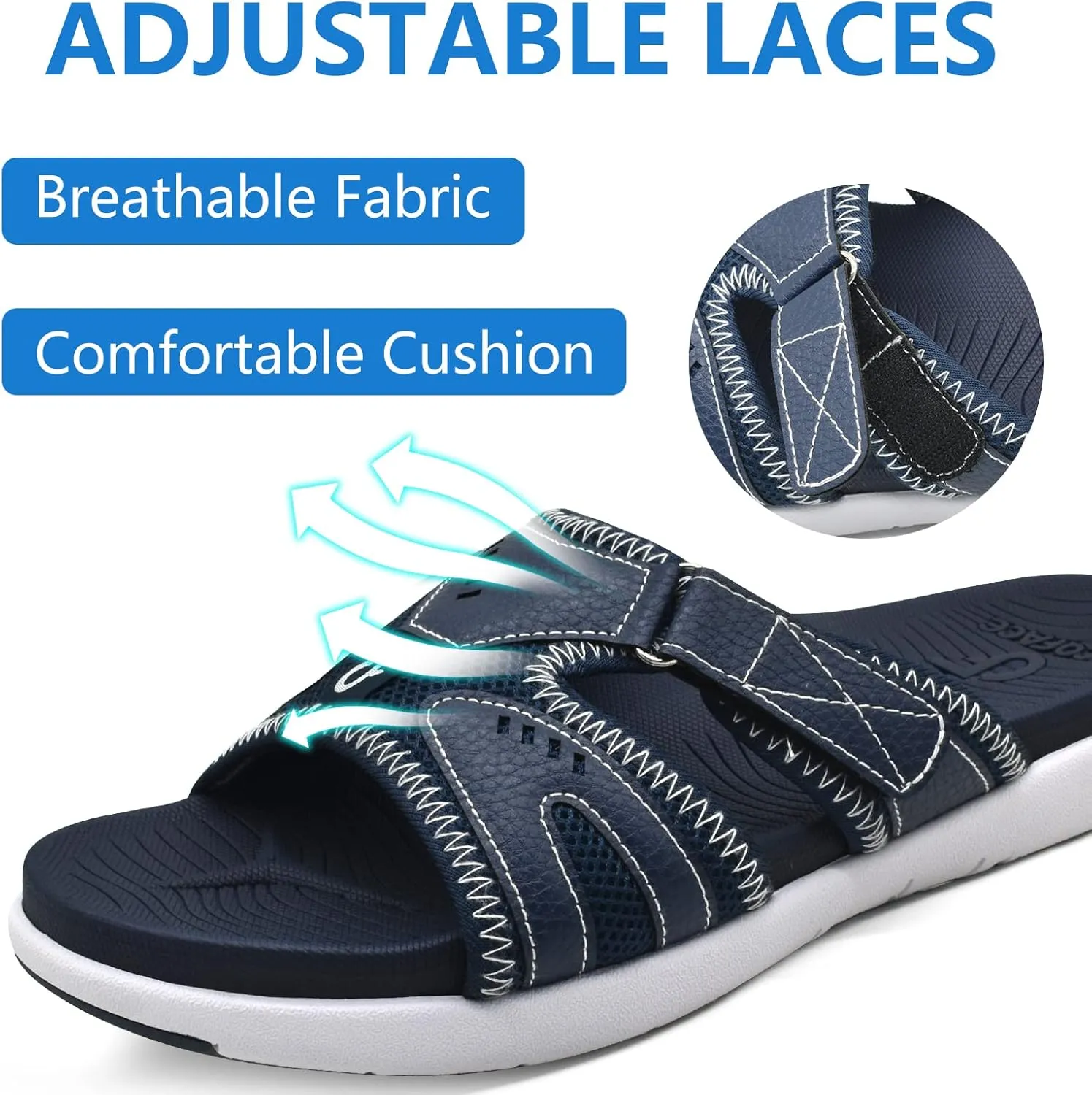 COFACE Mens Sport Recovery Sandals Plantar Fasciitis Soft Cushion Lightweight Orthotic Slides for Men