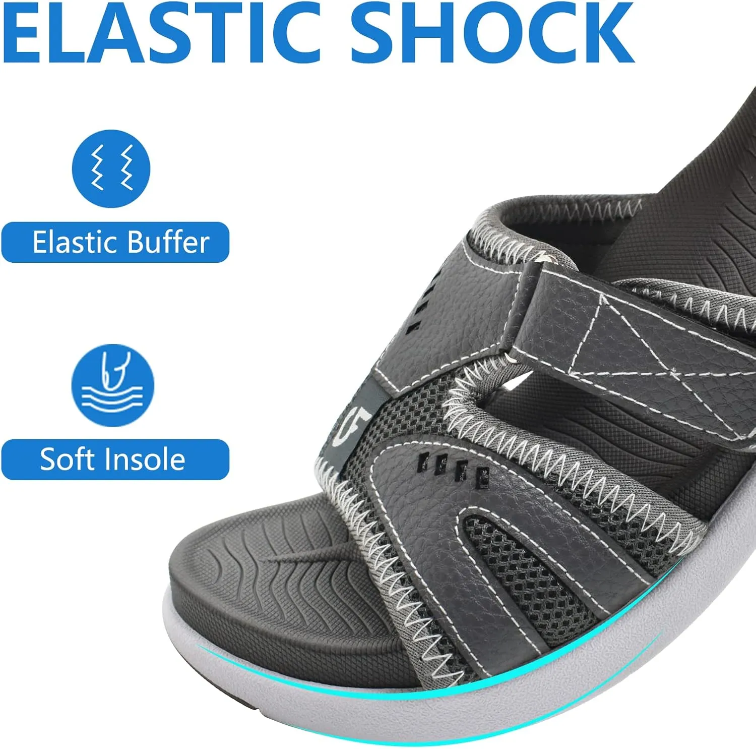 COFACE Mens Sport Recovery Sandals Plantar Fasciitis Soft Cushion Lightweight Orthotic Slides for Men
