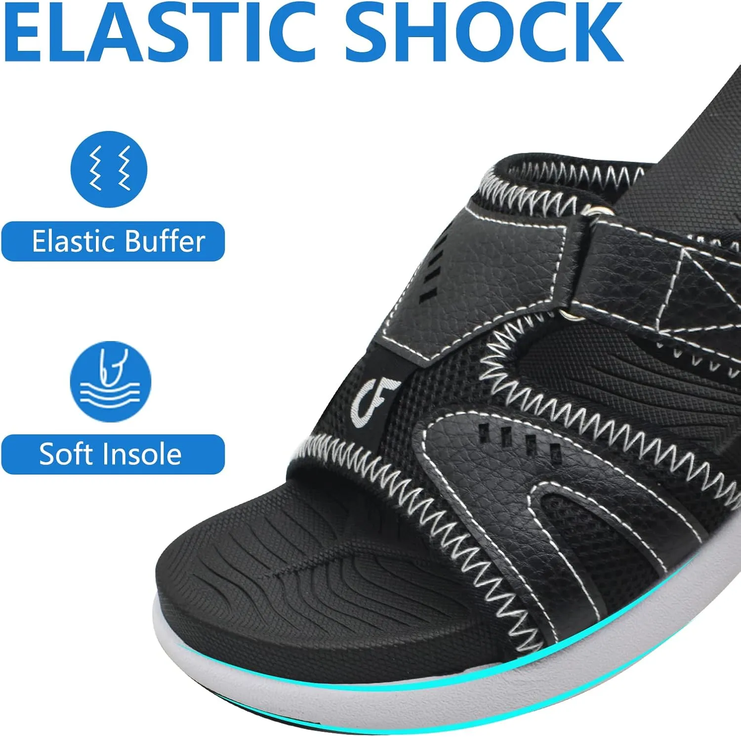COFACE Mens Sport Recovery Sandals Plantar Fasciitis Soft Cushion Lightweight Orthotic Slides for Men