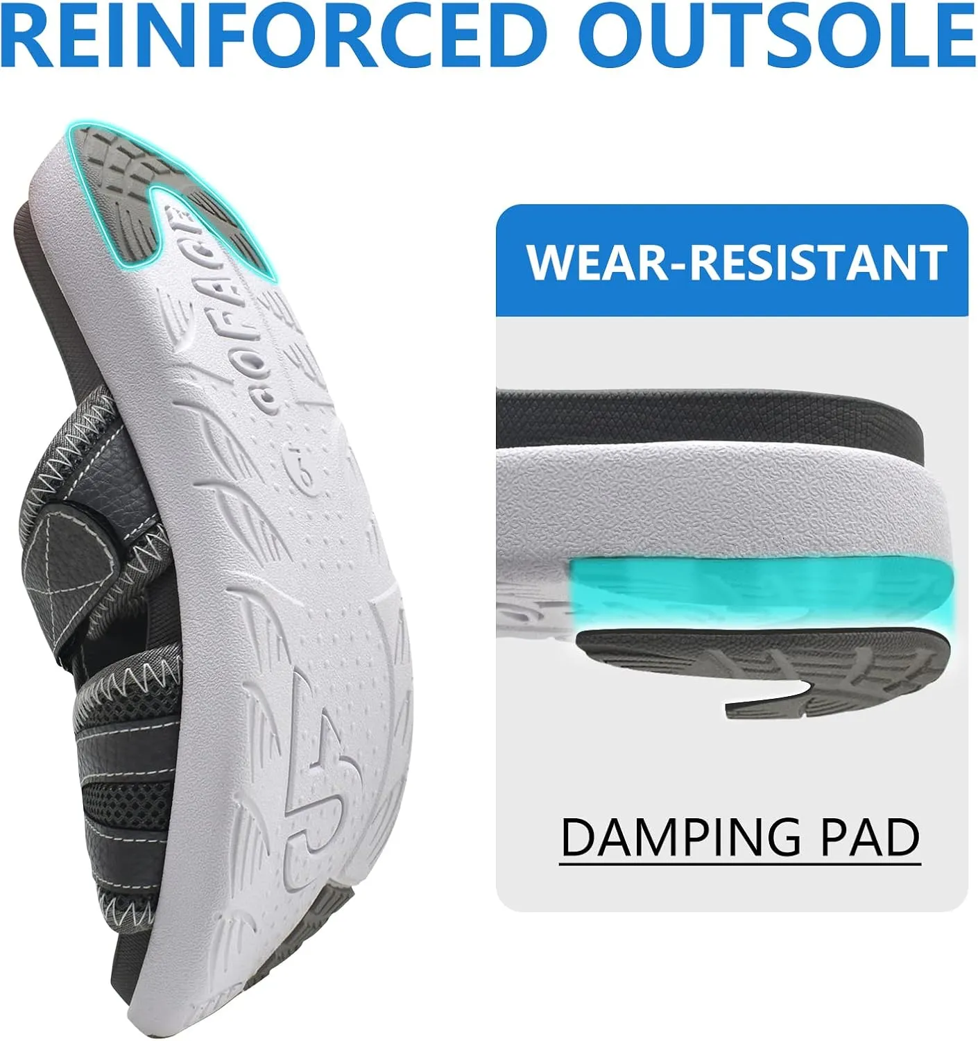 COFACE Mens Sport Recovery Sandals Plantar Fasciitis Soft Cushion Lightweight Orthotic Slides for Men