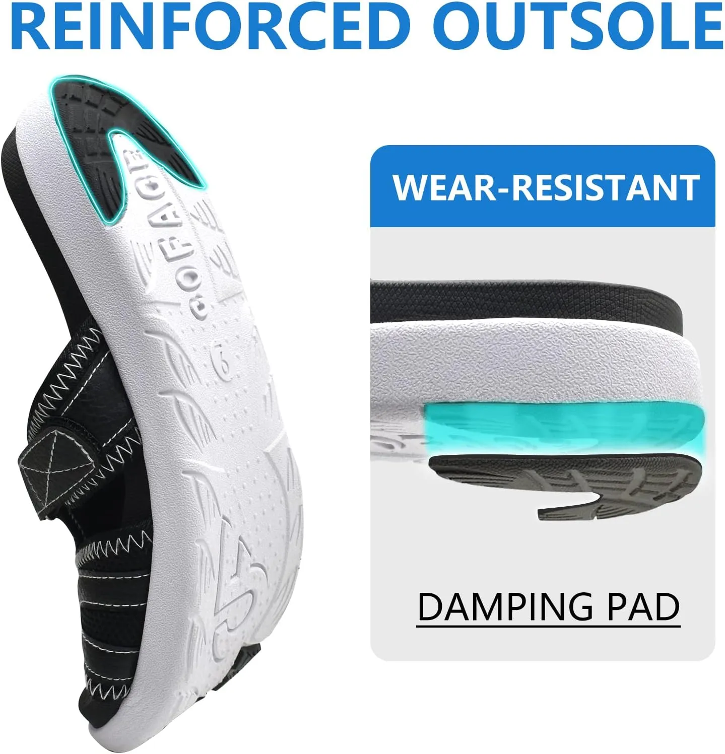 COFACE Mens Sport Recovery Sandals Plantar Fasciitis Soft Cushion Lightweight Orthotic Slides for Men