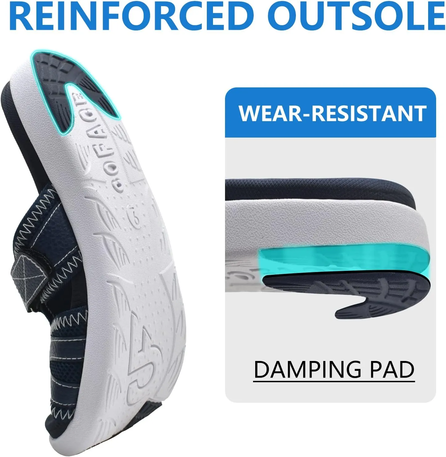 COFACE Mens Sport Recovery Sandals Plantar Fasciitis Soft Cushion Lightweight Orthotic Slides for Men