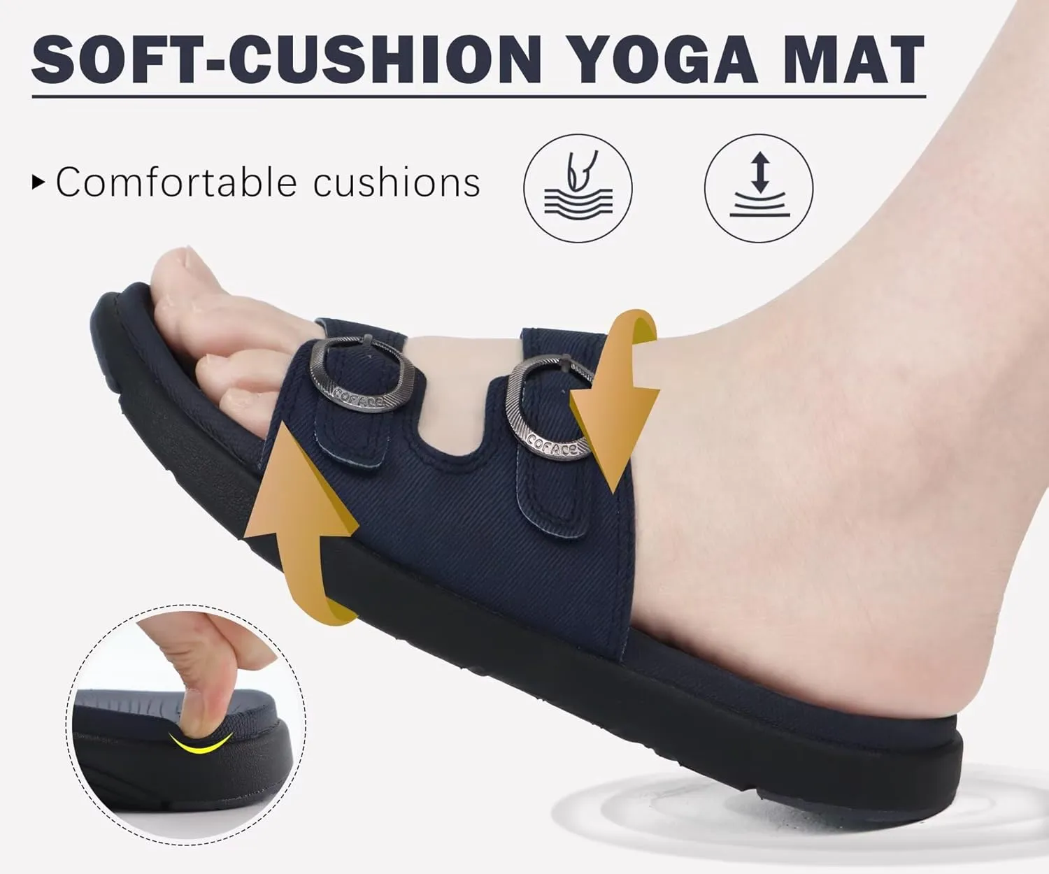 COFACE Womens Orthotic Slides Comfort Plantar Fasciitis Arch Support Slip on Flat Sandals Ladies Soft Cushion Fashion Yoga Mat Slippers With Adjustable Straps