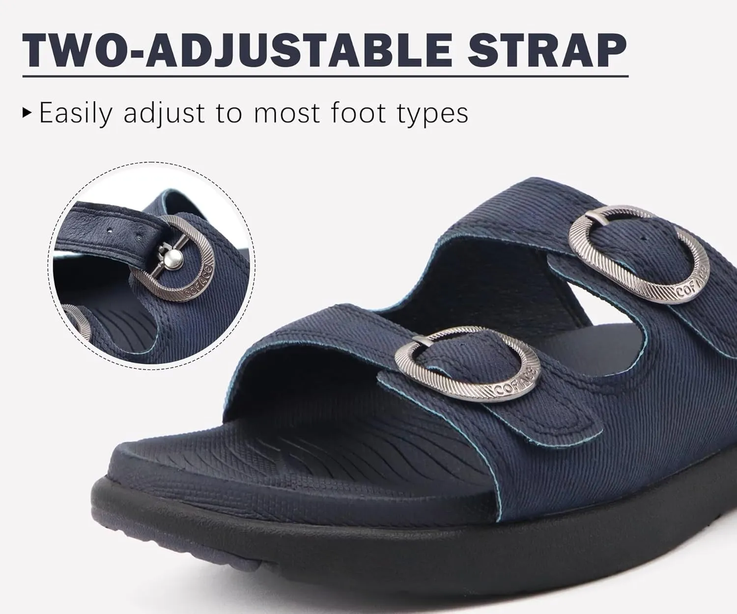 COFACE Womens Orthotic Slides Comfort Plantar Fasciitis Arch Support Slip on Flat Sandals Ladies Soft Cushion Fashion Yoga Mat Slippers With Adjustable Straps