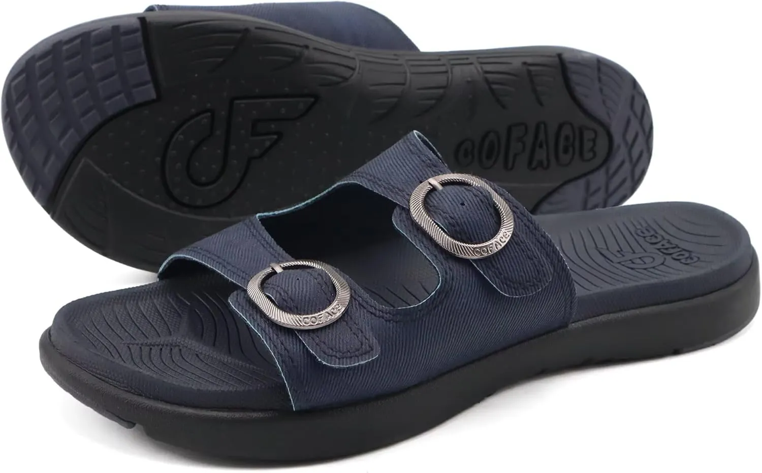 COFACE Womens Orthotic Slides Comfort Plantar Fasciitis Arch Support Slip on Flat Sandals Ladies Soft Cushion Fashion Yoga Mat Slippers With Adjustable Straps