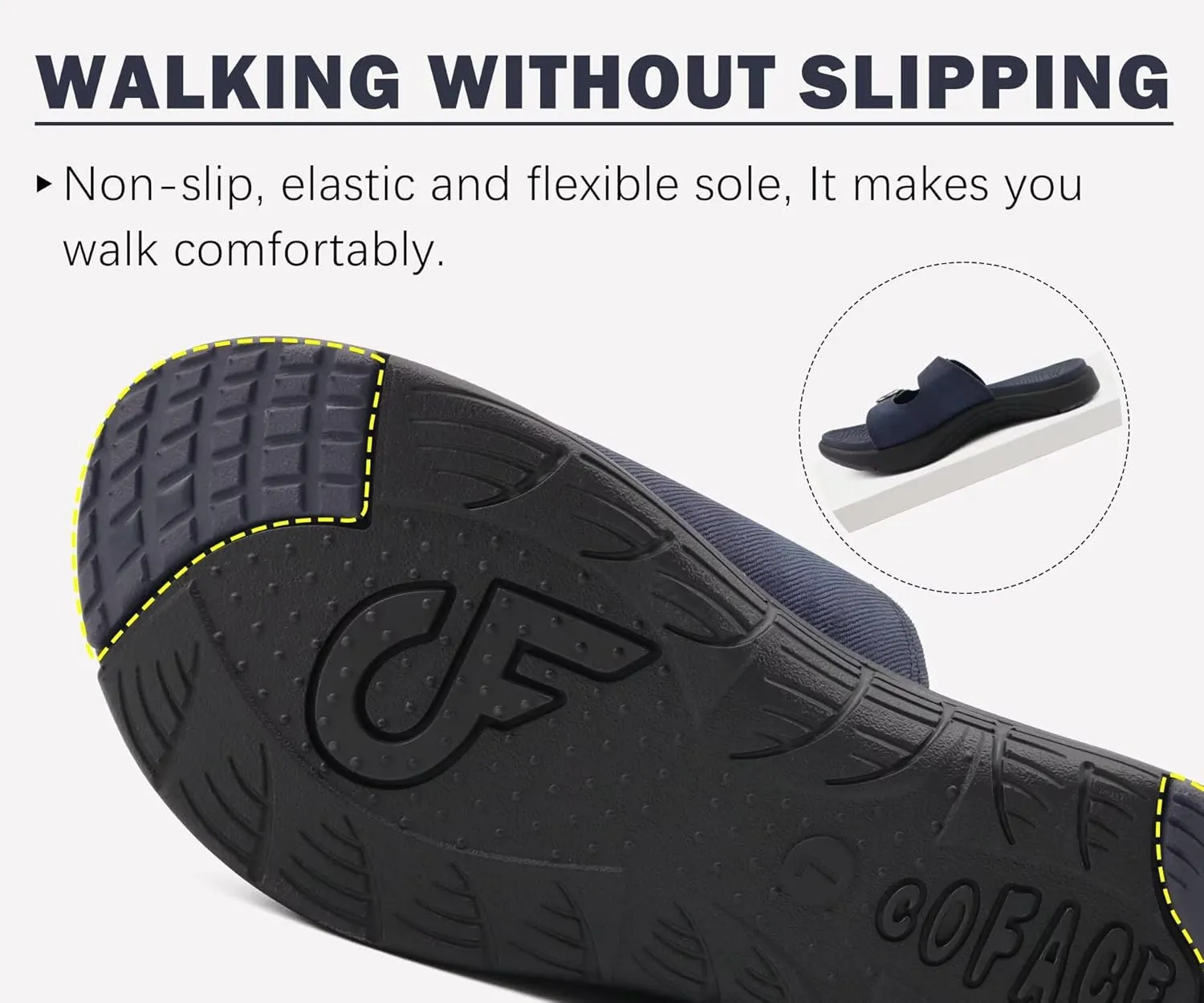 COFACE Womens Orthotic Slides Comfort Plantar Fasciitis Arch Support Slip on Flat Sandals Ladies Soft Cushion Fashion Yoga Mat Slippers With Adjustable Straps
