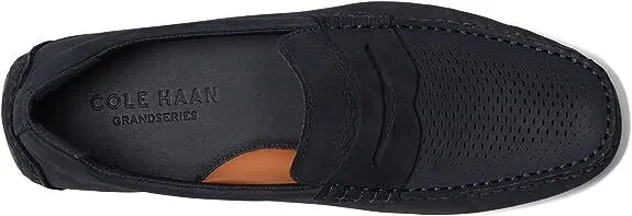 Cole Haan Mens Grand Laser Penny Driver Loafer Navy Ink Nubuck/Pavement C37215