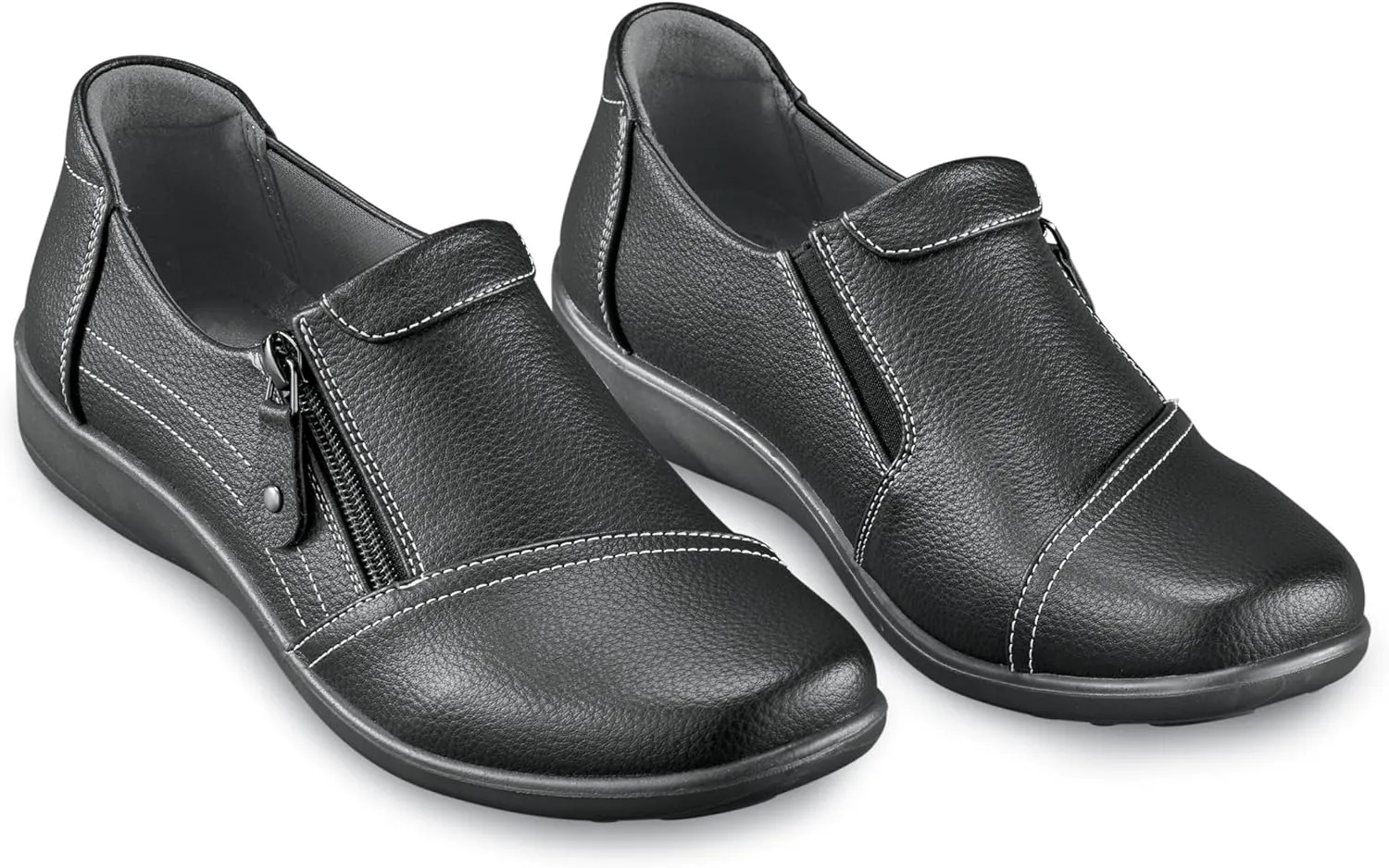 Collections Etc Lightweight Side Zip Easy-On Cushioned Insoles Shoes