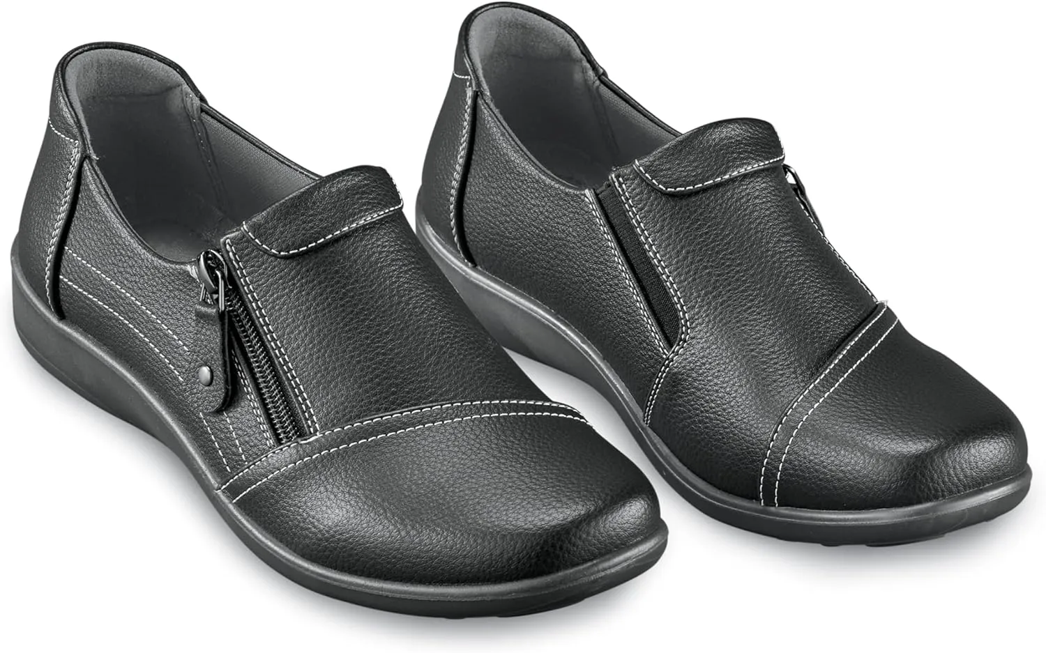 Collections Etc Lightweight Side Zip Easy-On Cushioned Insoles Shoes