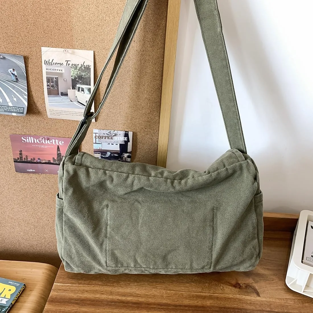 Collsants Messenger Bag for Women Men Satchel Bag Canvas Crossbody Shoulder Bag Casual Sling Bag