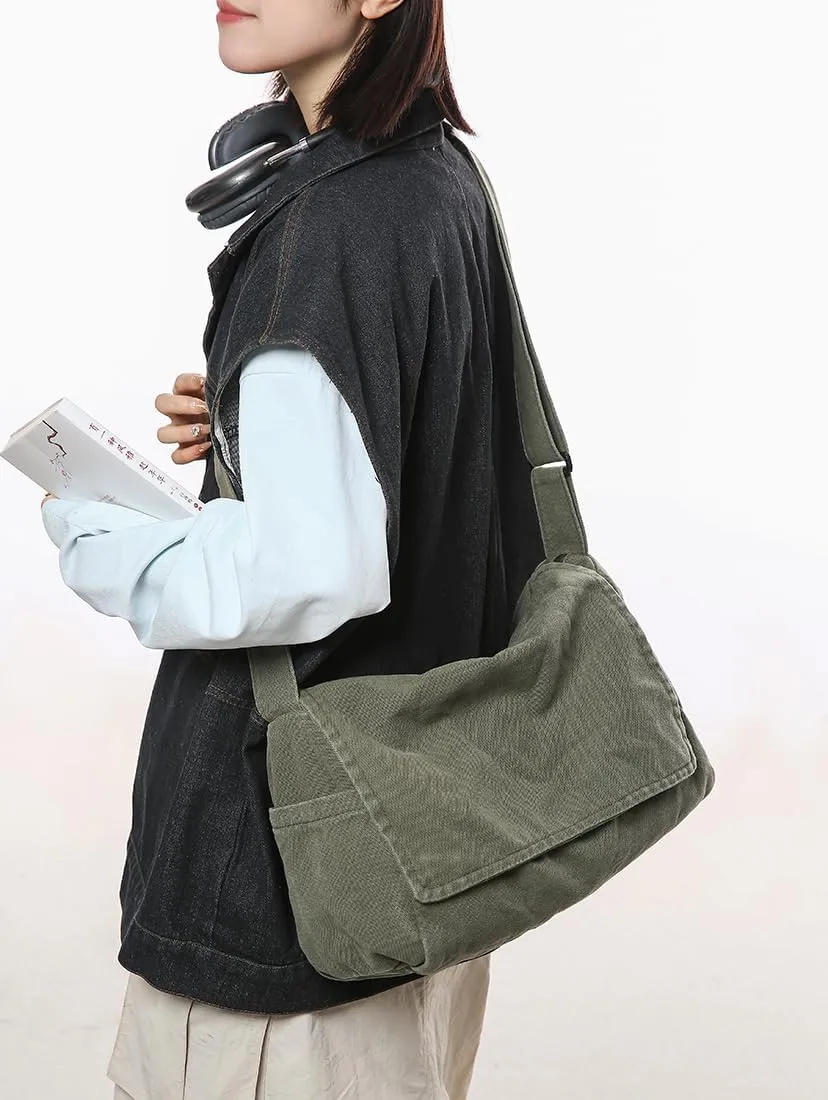 Collsants Messenger Bag for Women Men Satchel Bag Canvas Crossbody Shoulder Bag Casual Sling Bag