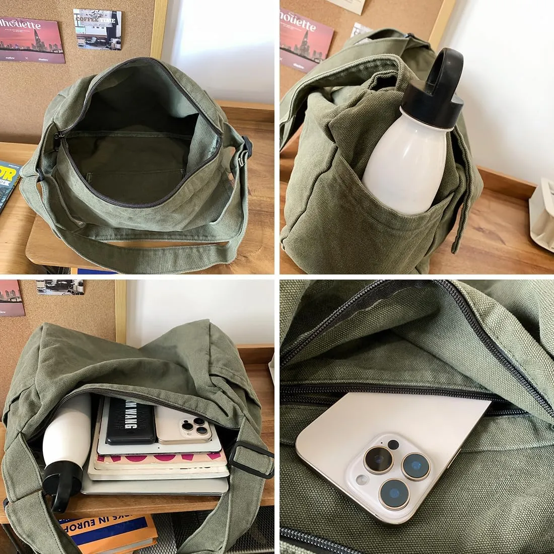 Collsants Messenger Bag for Women Men Satchel Bag Canvas Crossbody Shoulder Bag Casual Sling Bag