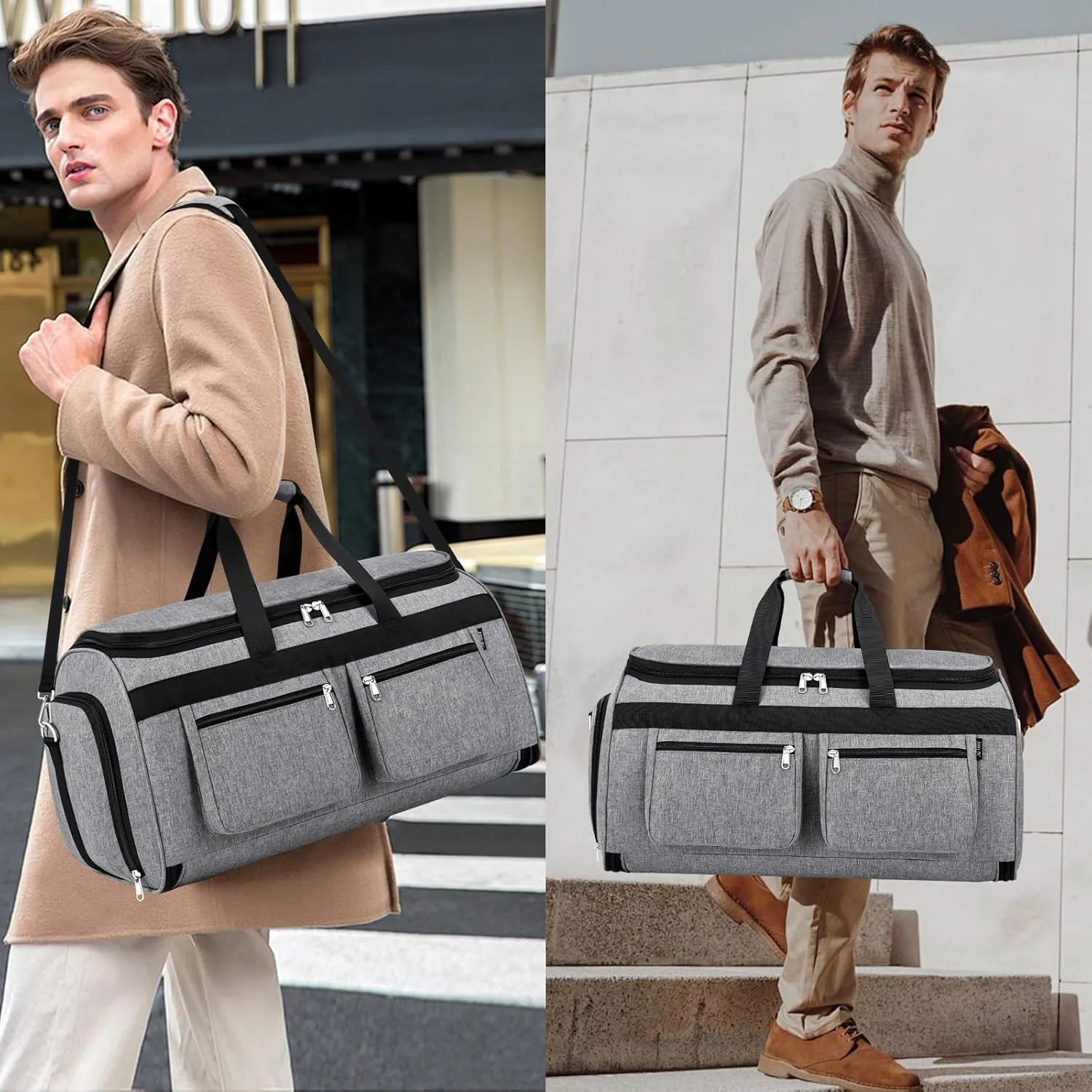 Convertible Garment Duffel Bags for Travel - Carry on Garment Bag Large Travel Duffel Bag 2 in 1 Hanging Suit Bag Large Weekender Bag for Men Women