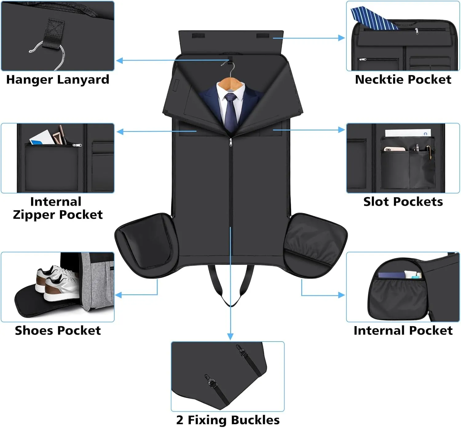 Convertible Garment Duffel Bags for Travel - Carry on Garment Bag Large Travel Duffel Bag 2 in 1 Hanging Suit Bag Large Weekender Bag for Men Women