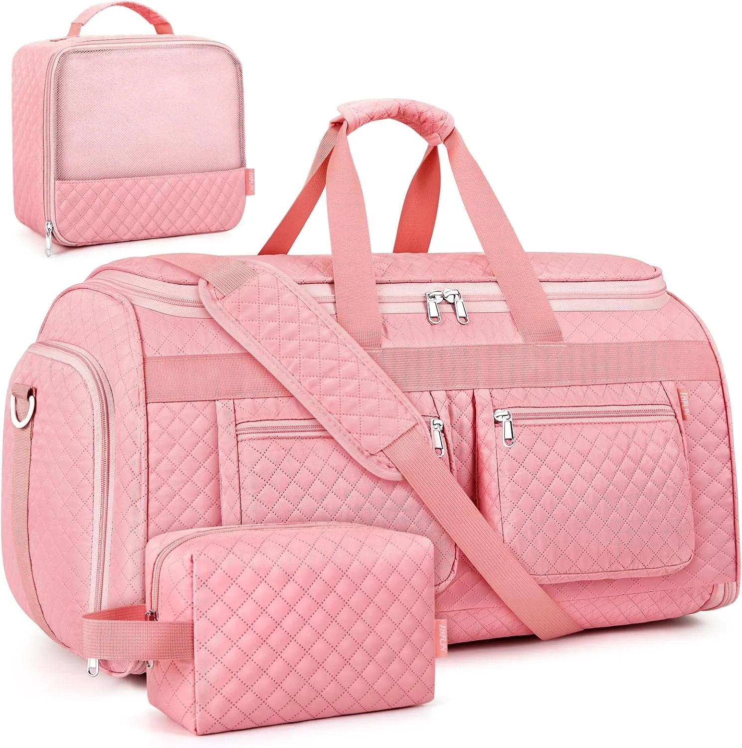 Convertible Garment Duffel Bags for Travel - Carry on Garment Bag with Toiletry Bag Storage Bag Large Travel Duffel Bag 2 in 1 Hanging Suit Bag Weekender Bag for Men Women 3pcs Set