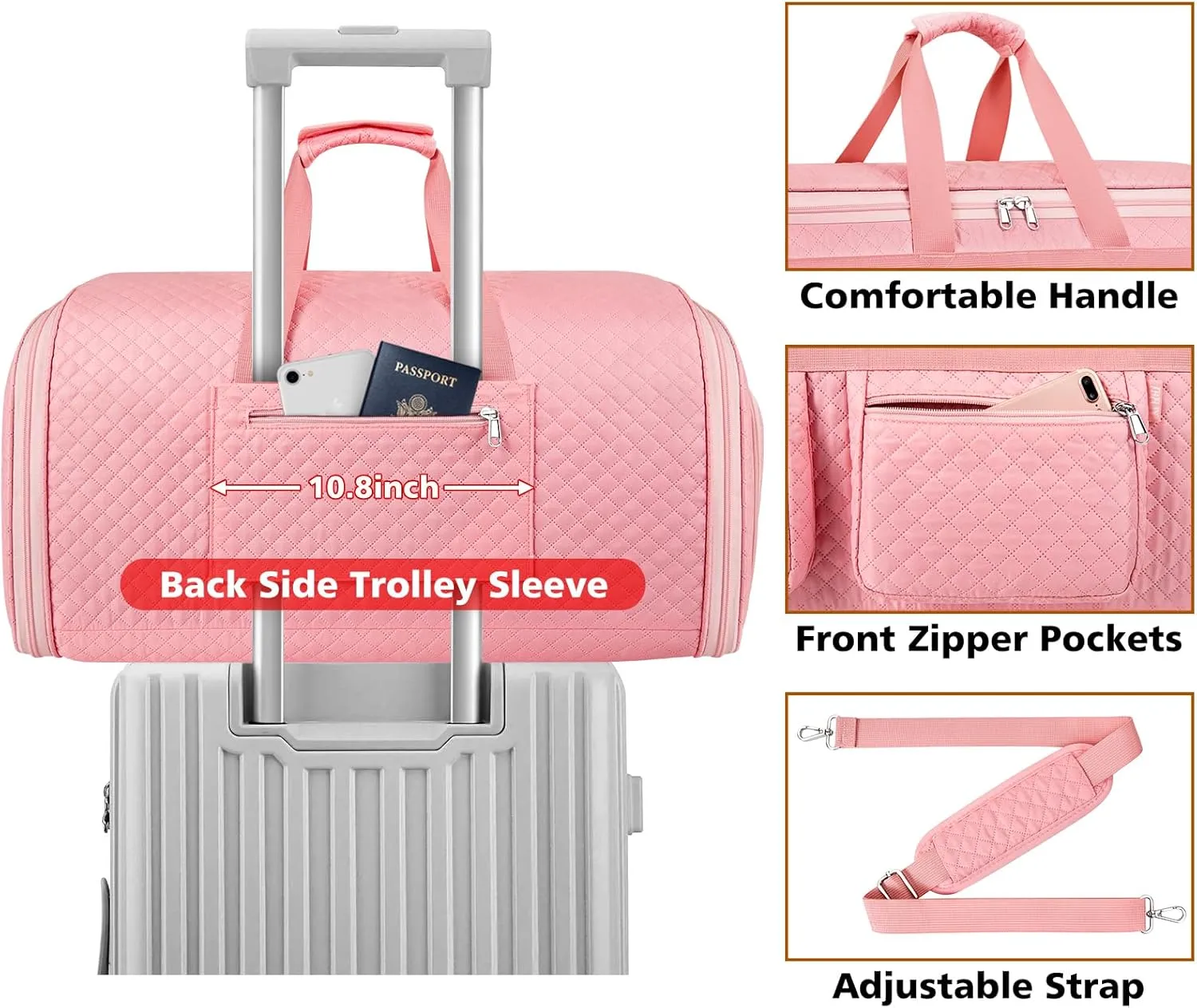 Convertible Garment Duffel Bags for Travel - Carry on Garment Bag with Toiletry Bag Storage Bag Large Travel Duffel Bag 2 in 1 Hanging Suit Bag Weekender Bag for Men Women 3pcs Set