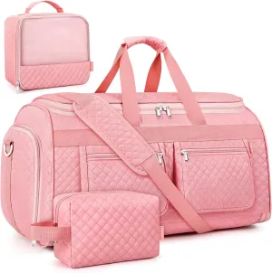 Convertible Garment Duffel Bags for Travel - Carry on Garment Bag with Toiletry Bag Storage Bag Large Travel Duffel Bag 2 in 1 Hanging Suit Bag Weekender Bag for Men Women 3pcs Set