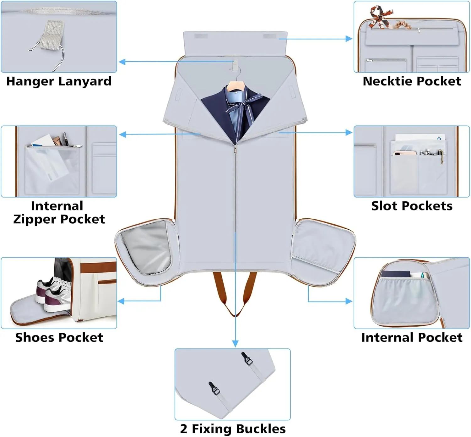 Convertible Garment Duffel Bags for Travel - Carry on Garment Duffle with Toiletry Bag Storage Bag Large Travel Duffel Bag 2 in 1 Hanging Suit Bag Weekender Bag for Men Women 3pcs Set