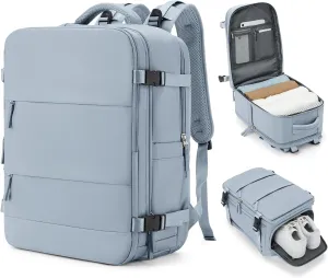 coowoz Travel Backpack Carry On for Women Man Gym Backpack with Laptop Compartment Mochila de Viaje Teacher Personal Item Backpack Rucksack Airplane Accessories Must Haves Grey Blue Small