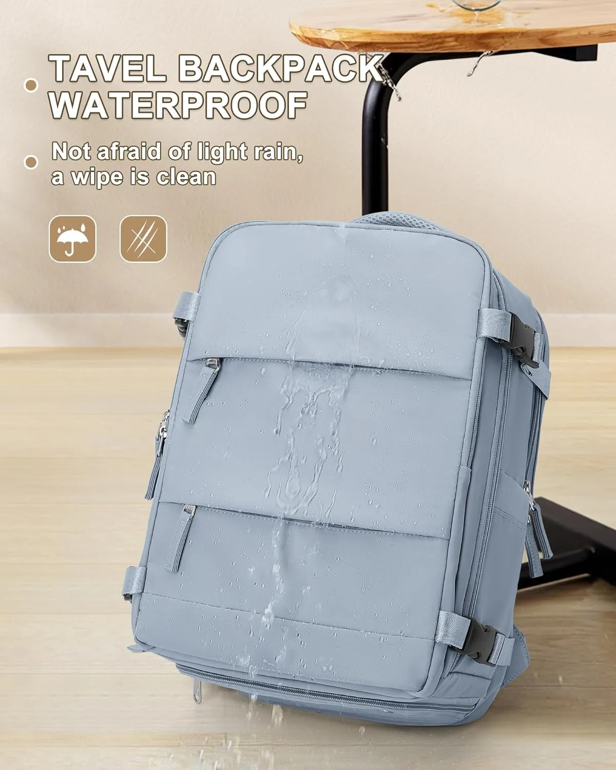 coowoz Travel Backpack Carry On for Women Man Gym Backpack with Laptop Compartment Mochila de Viaje Teacher Personal Item Backpack Rucksack Airplane Accessories Must Haves Grey Blue Small