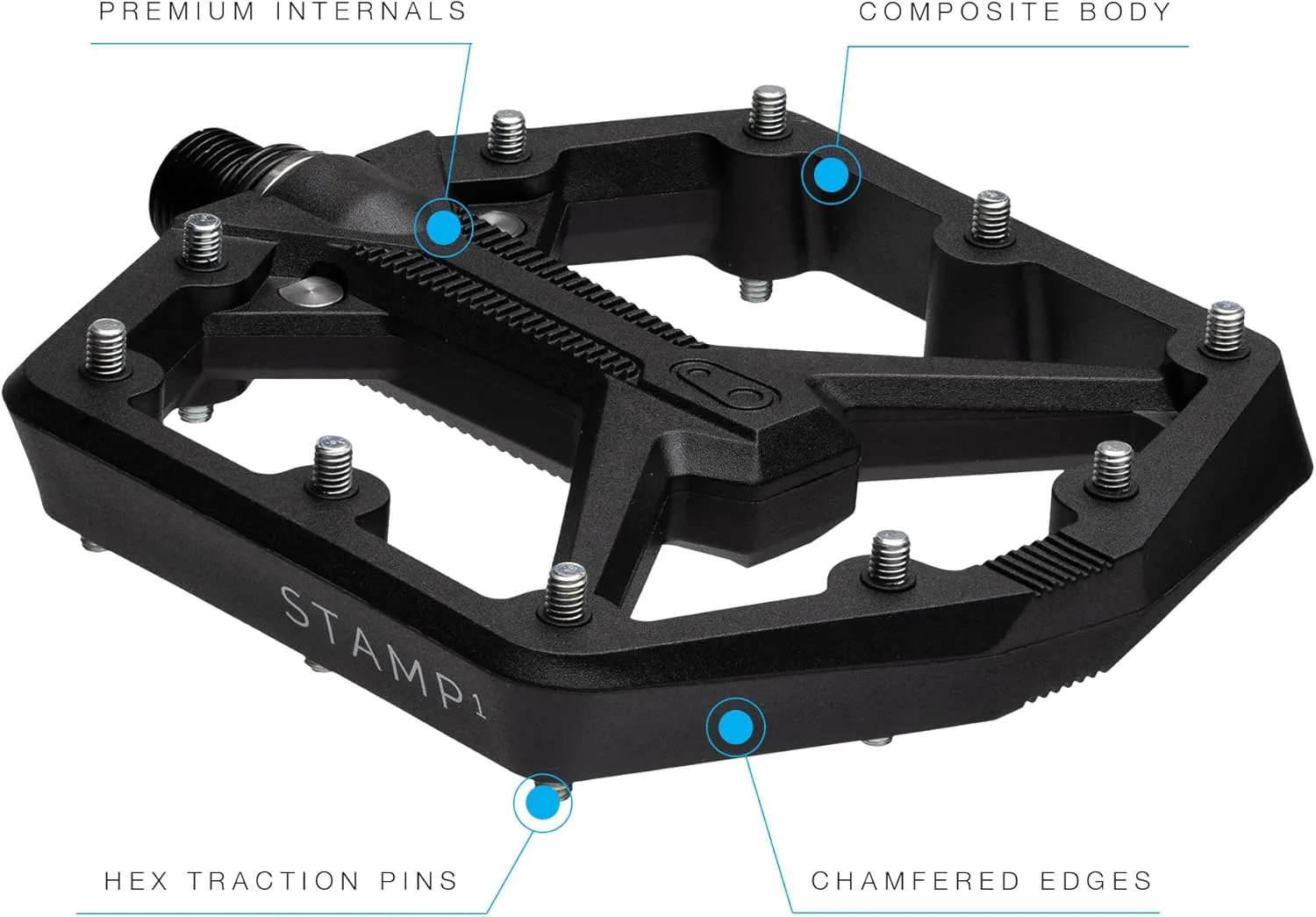 Crankbrothers Stamp Flat MTB Pedals - Size-Specific, Lightweight, Versatile, Durable Bike Pedals