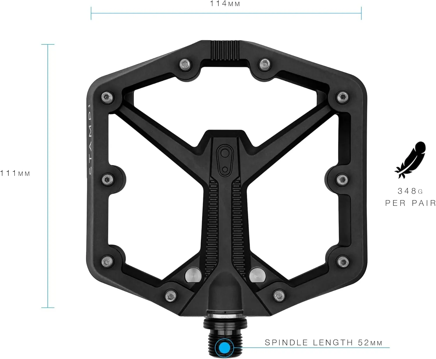 Crankbrothers Stamp Flat MTB Pedals - Size-Specific, Lightweight, Versatile, Durable Bike Pedals