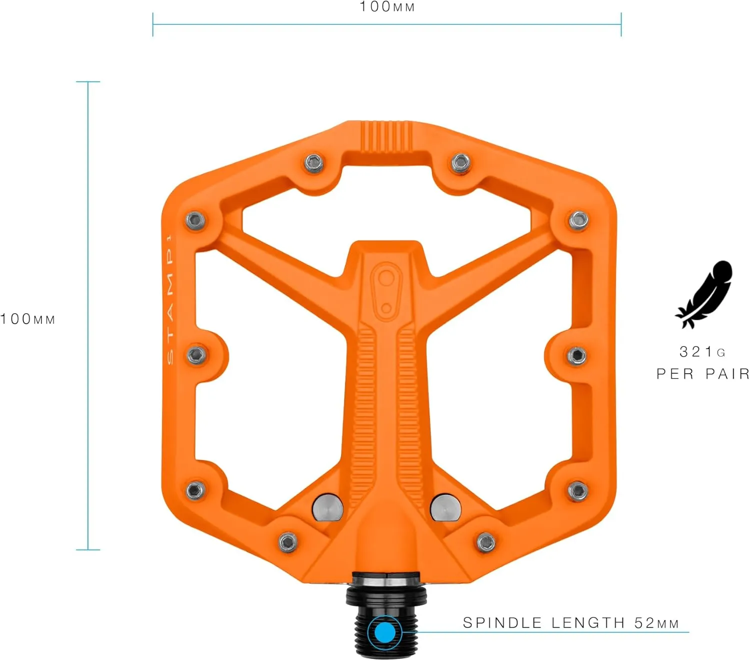 Crankbrothers Stamp Flat MTB Pedals - Size-Specific, Lightweight, Versatile, Durable Bike Pedals