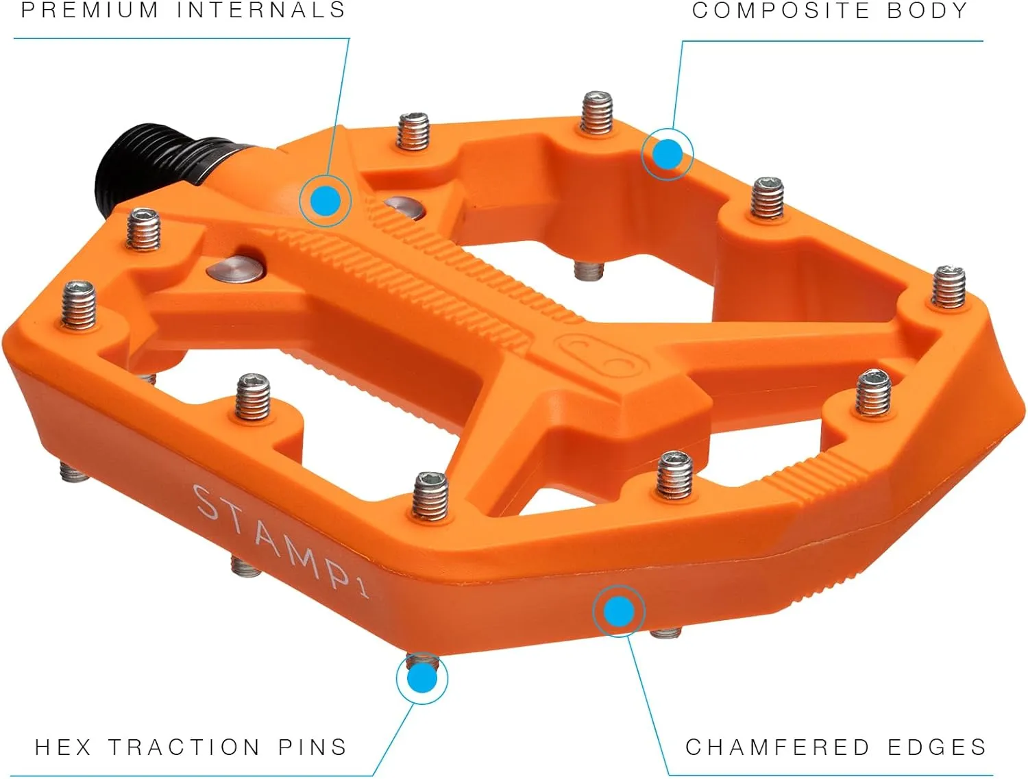 Crankbrothers Stamp Flat MTB Pedals - Size-Specific, Lightweight, Versatile, Durable Bike Pedals