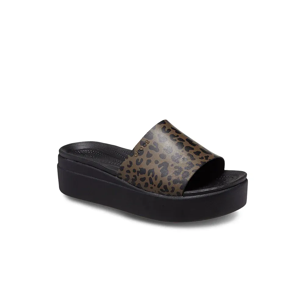 Crocs Brooklyn Animal Print Slide Black/Brown