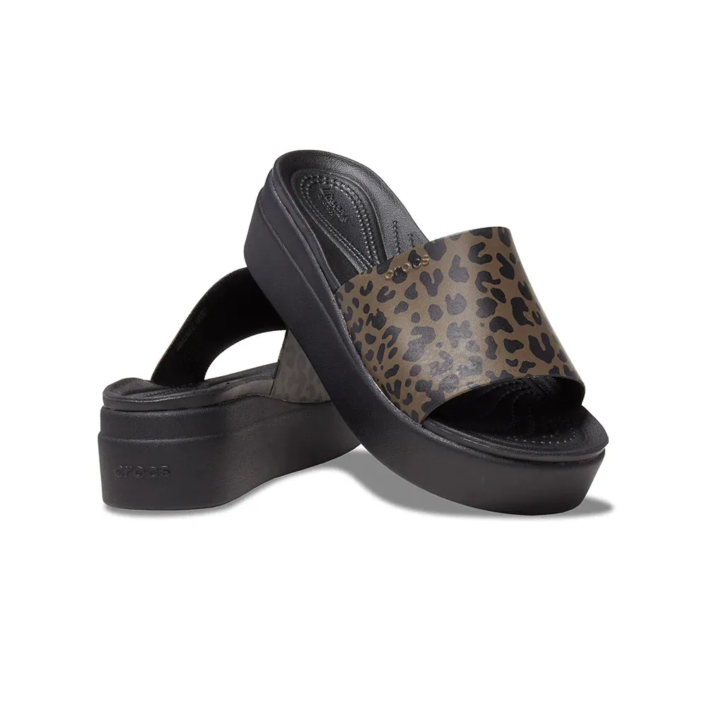 Crocs Brooklyn Animal Print Slide Black/Brown