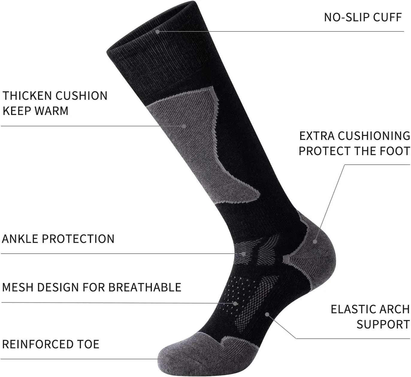 CS CELERSPORT 2/3/4 Pack Ski Socks for Men and Women Skiing, Snowboarding, Winter Performance Socks