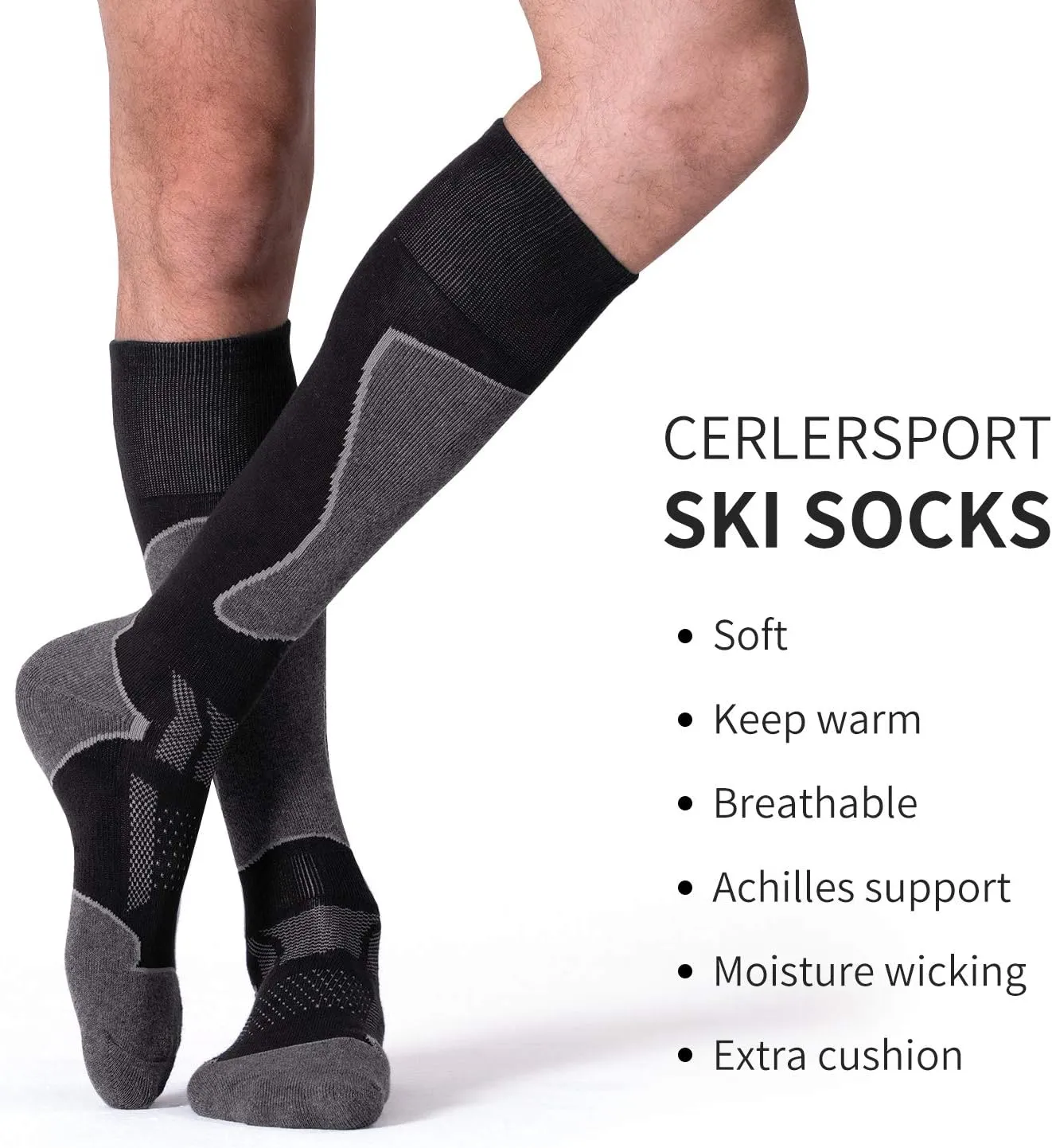 CS CELERSPORT 2/3/4 Pack Ski Socks for Men and Women Skiing, Snowboarding, Winter Performance Socks