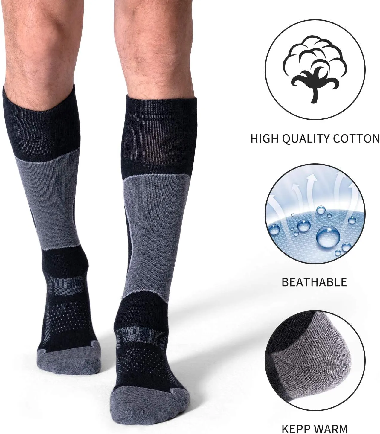 CS CELERSPORT 2/3/4 Pack Ski Socks for Men and Women Skiing, Snowboarding, Winter Performance Socks