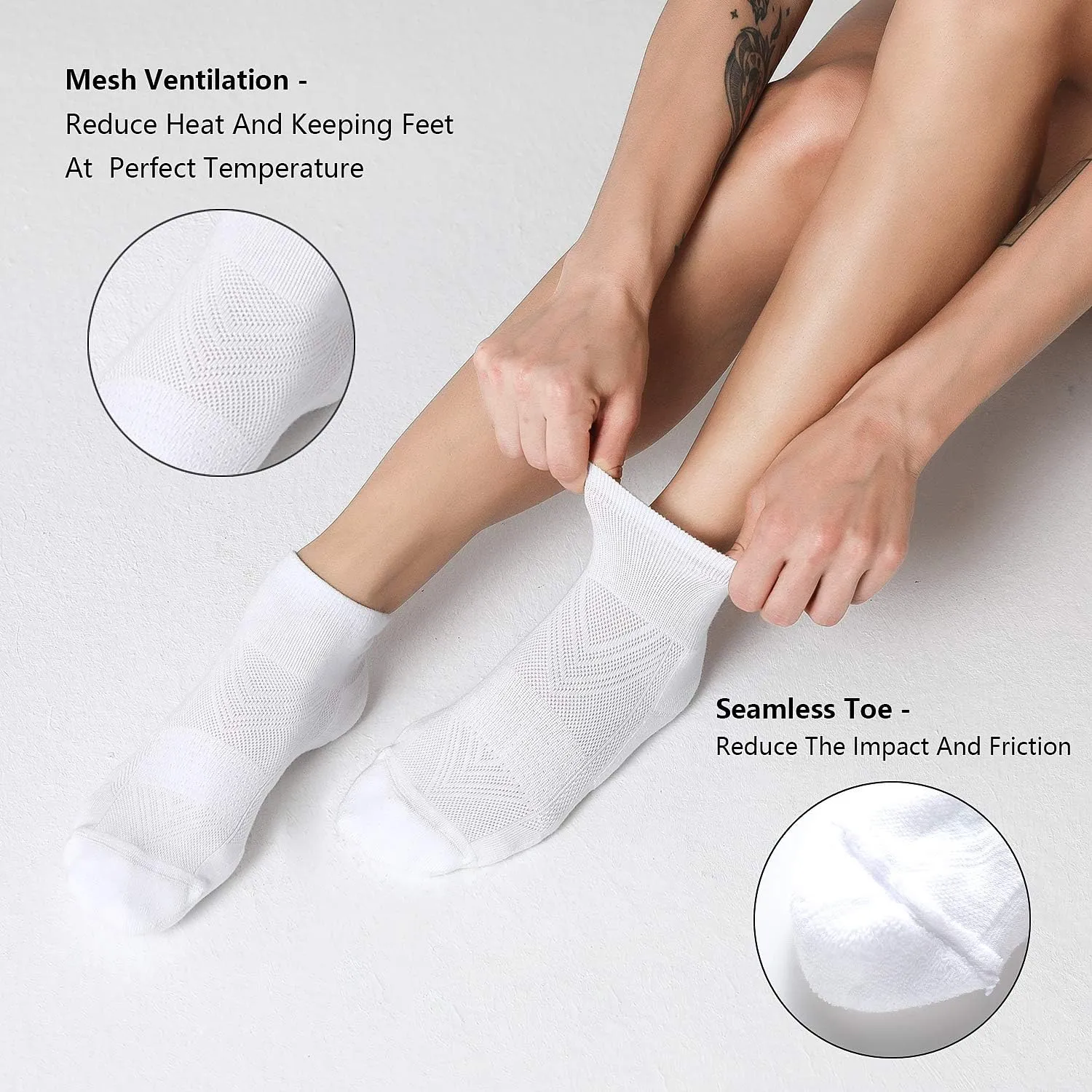 CS CELERSPORT 6 Pairs Women's Running Ankle Socks Athletic Sport Socks Cushioned