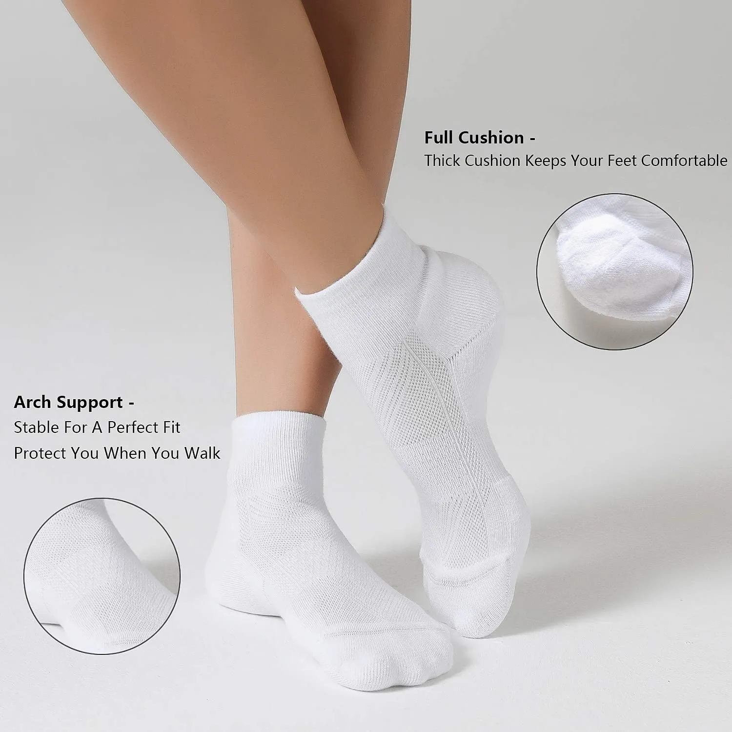 CS CELERSPORT 6 Pairs Women's Running Ankle Socks Athletic Sport Socks Cushioned
