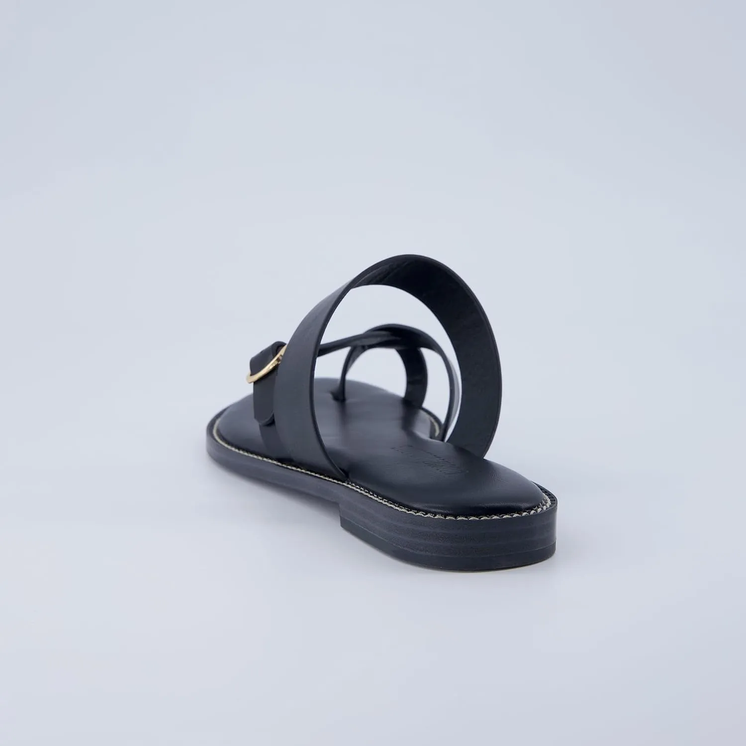 CUSHIONAIRE Laws Women’s Flat Sandal – Faux Leather Slip-On with Toe Loop, Adjustable Buckle & Cushioned Footbed