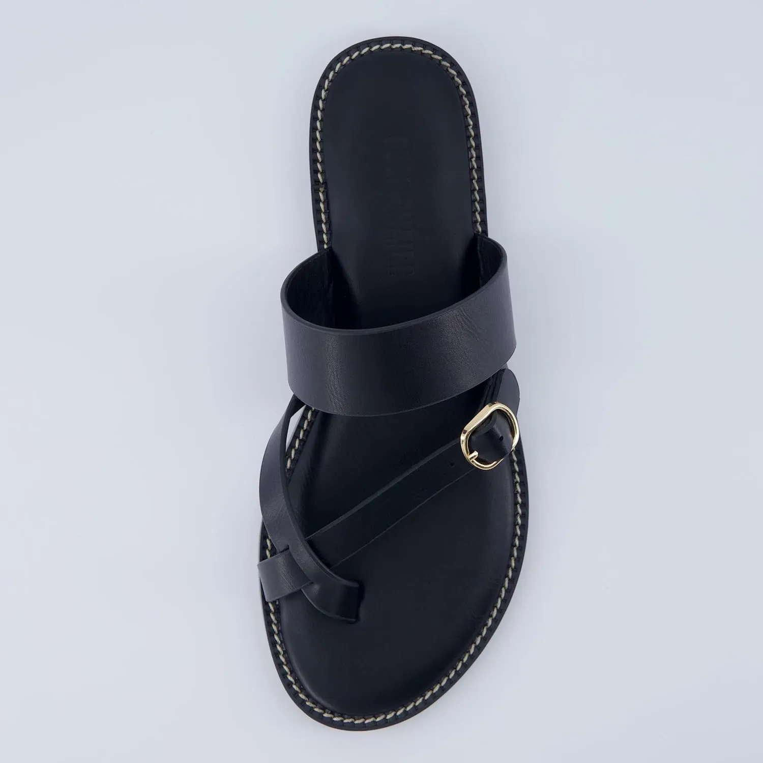 CUSHIONAIRE Laws Women’s Flat Sandal – Faux Leather Slip-On with Toe Loop, Adjustable Buckle & Cushioned Footbed