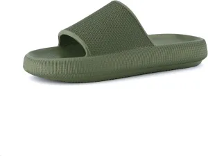 CUSHIONAIRE Men's Feather cloud recovery pool slide with  Comfort