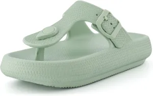CUSHIONAIRE Women's Flo thong recovery cloud pool slide sandal with  Comfort