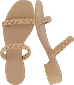 CUSHIONAIRE Women's Neptune braided low block heel sandal  Memory Foam