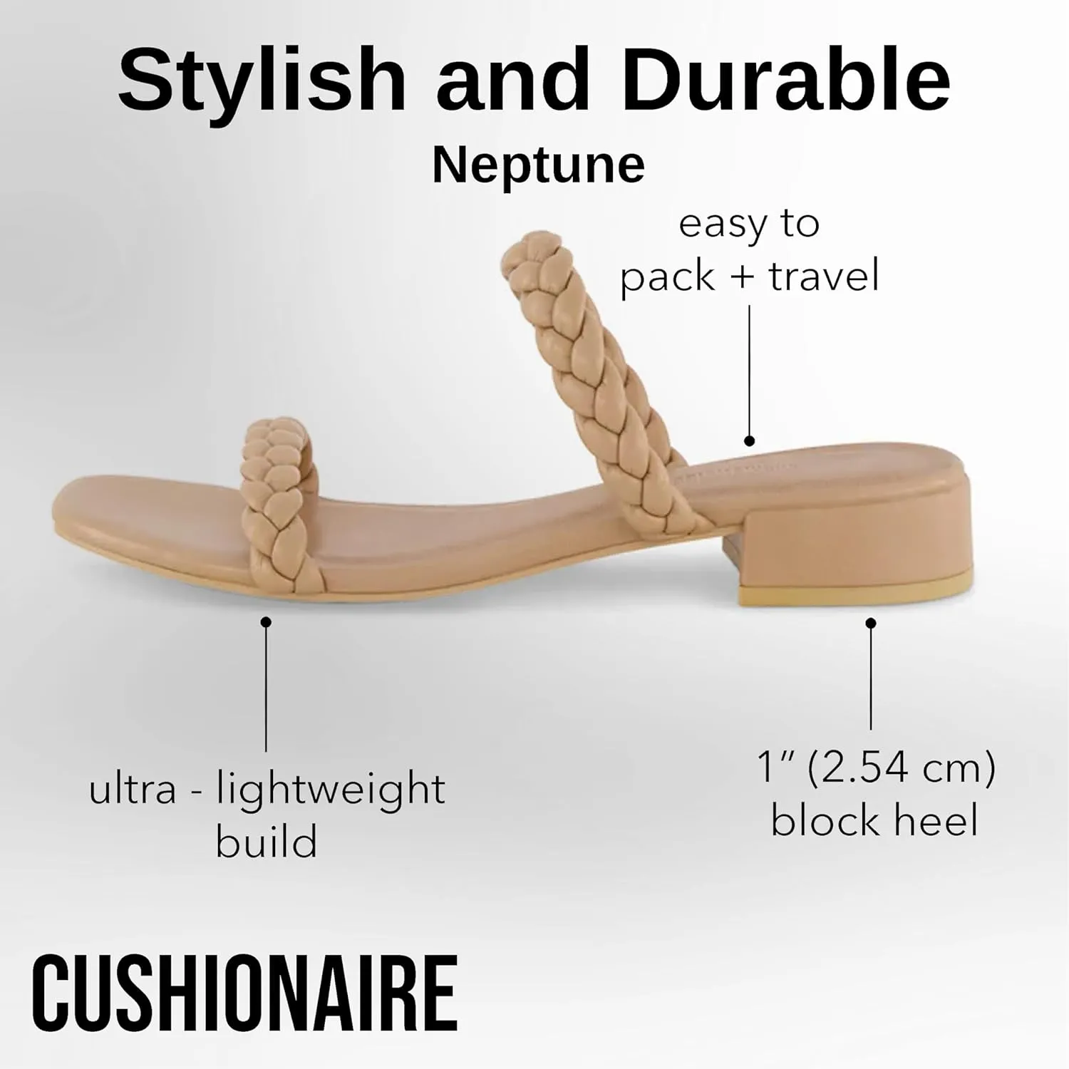 CUSHIONAIRE Women's Neptune braided low block heel sandal  Memory Foam