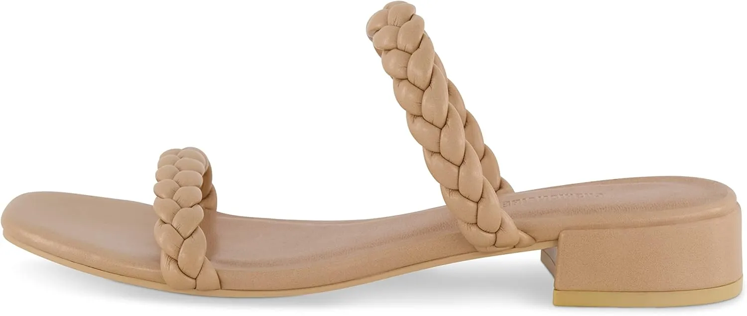 CUSHIONAIRE Women's Neptune braided low block heel sandal  Memory Foam