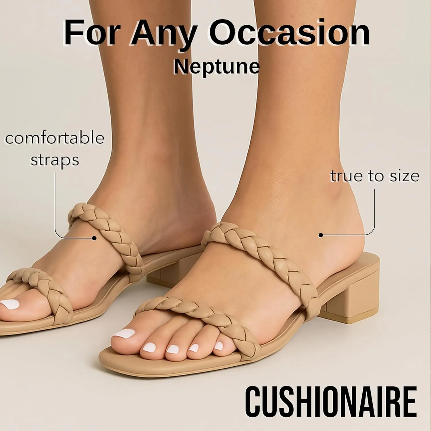 CUSHIONAIRE Women's Neptune braided low block heel sandal  Memory Foam