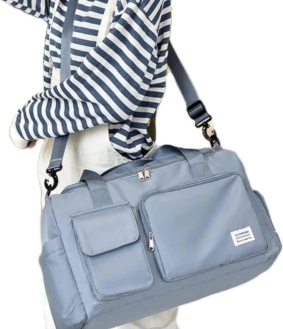Custom Duffle Bag for Men and Women. Personalize with your Text and Logo (Light Blue)