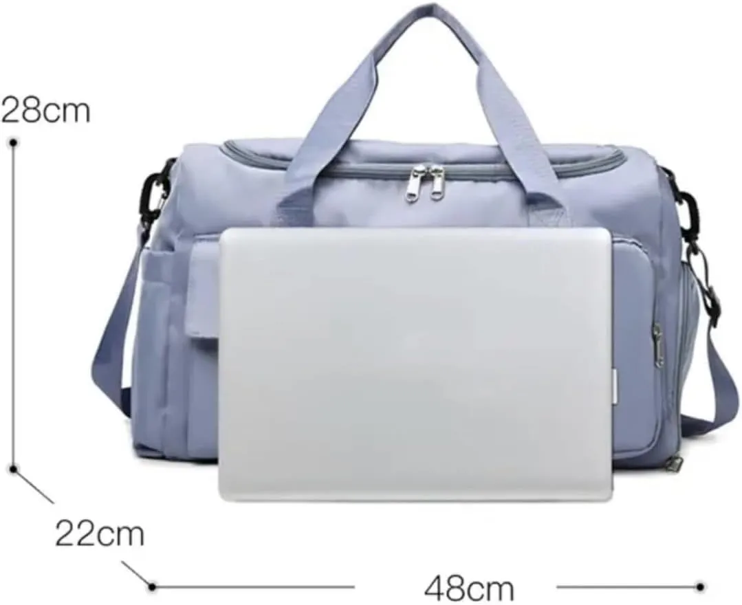 Custom Duffle Bag for Men and Women. Personalize with your Text and Logo (Light Blue)