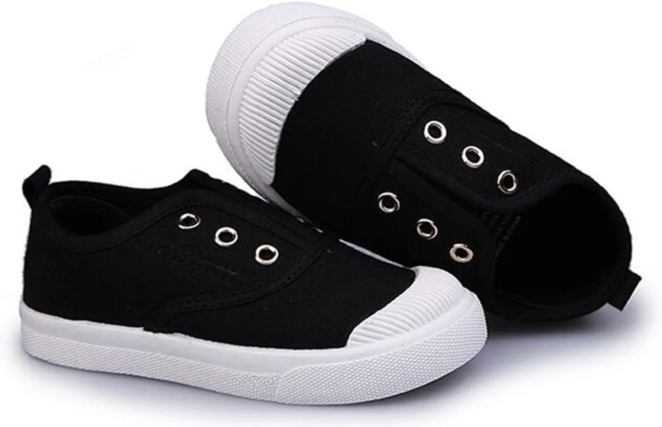 DADAWEN Boy's Girl's Canvas Light Weight Slip-On Sneakers Running Shoe