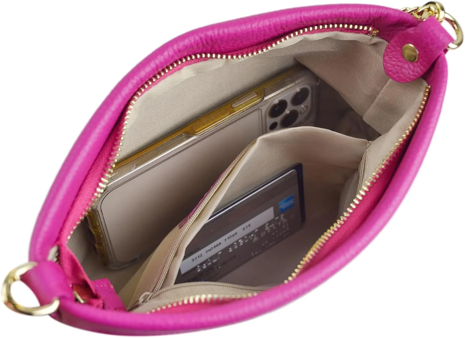 Dasein Italian Genuine Leather Handbag for Women Clutch Evening Bag Gold Chain Strap Shoulder Bag Crossbody Purse