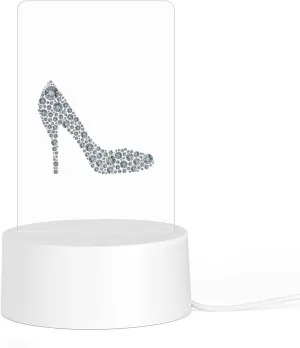 Diamond High Heel Shoe LED Lights Display Plastic Lamp Base USB Cable Switch Modern Night Light Acrylic Desk Lamp