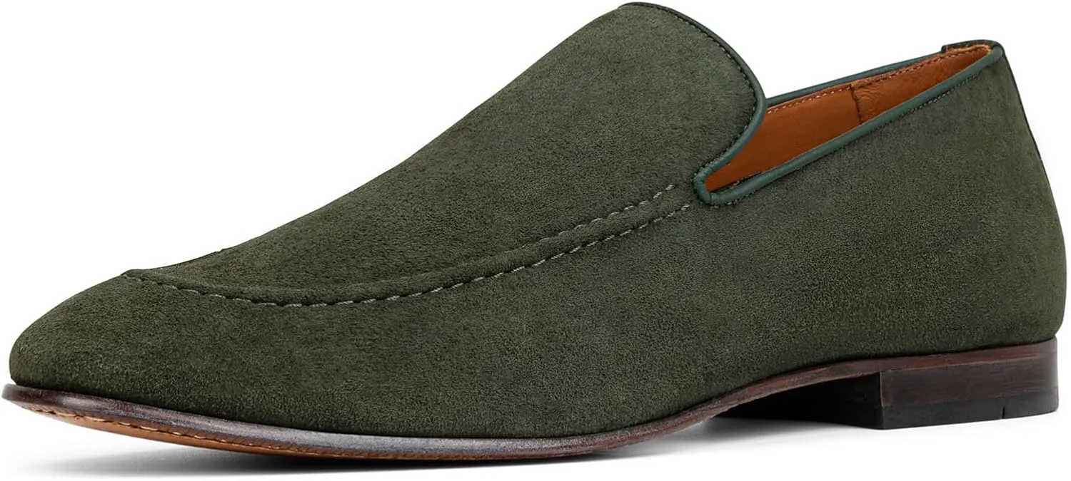 Donald Pliner Men's Tristan Soft Suede Loafer, Army Green, 14